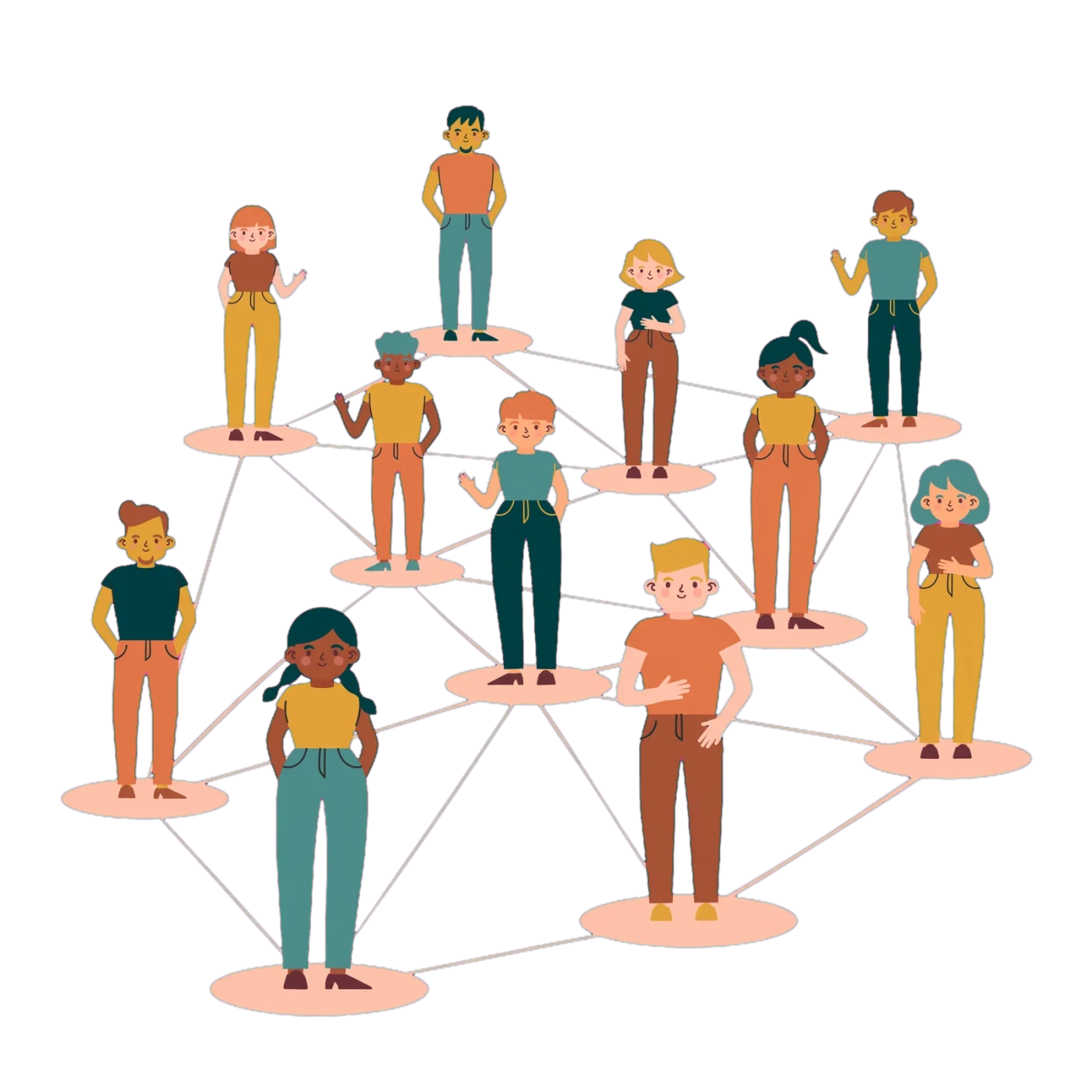 Illustration of a network of people connected to one another